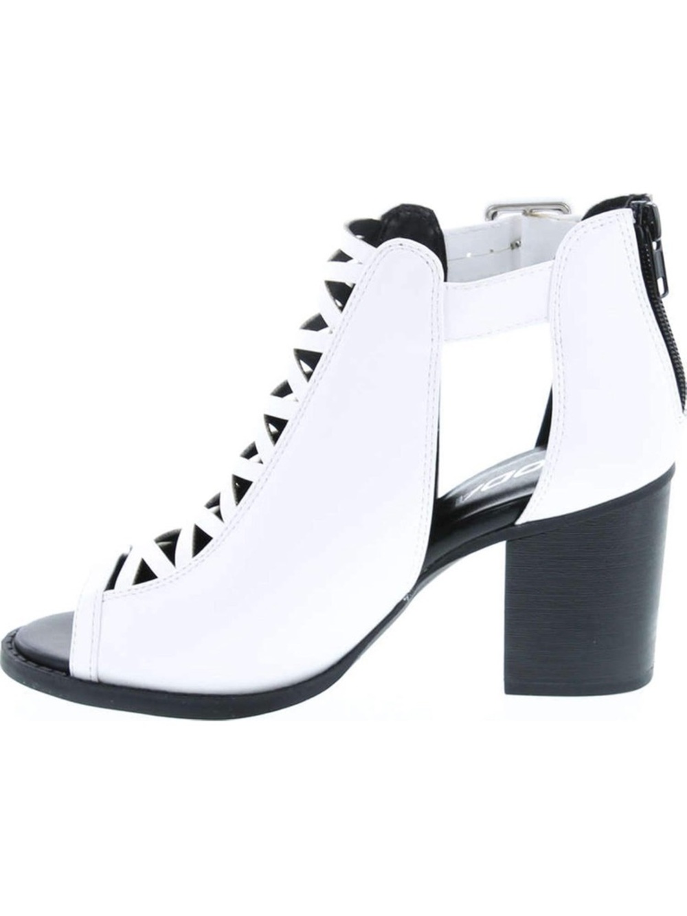 Women's White Cutout Block Heel Sandal